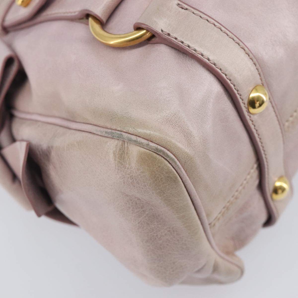 Miu Miu Side ribbon Hand Bag Leather 2way Pink Gold Auth ep16810V