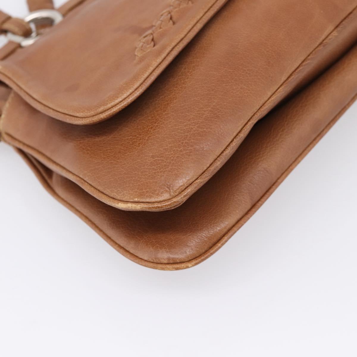 Bottega Veneta Hand Bag Leather Brown Silver Auth ep16812