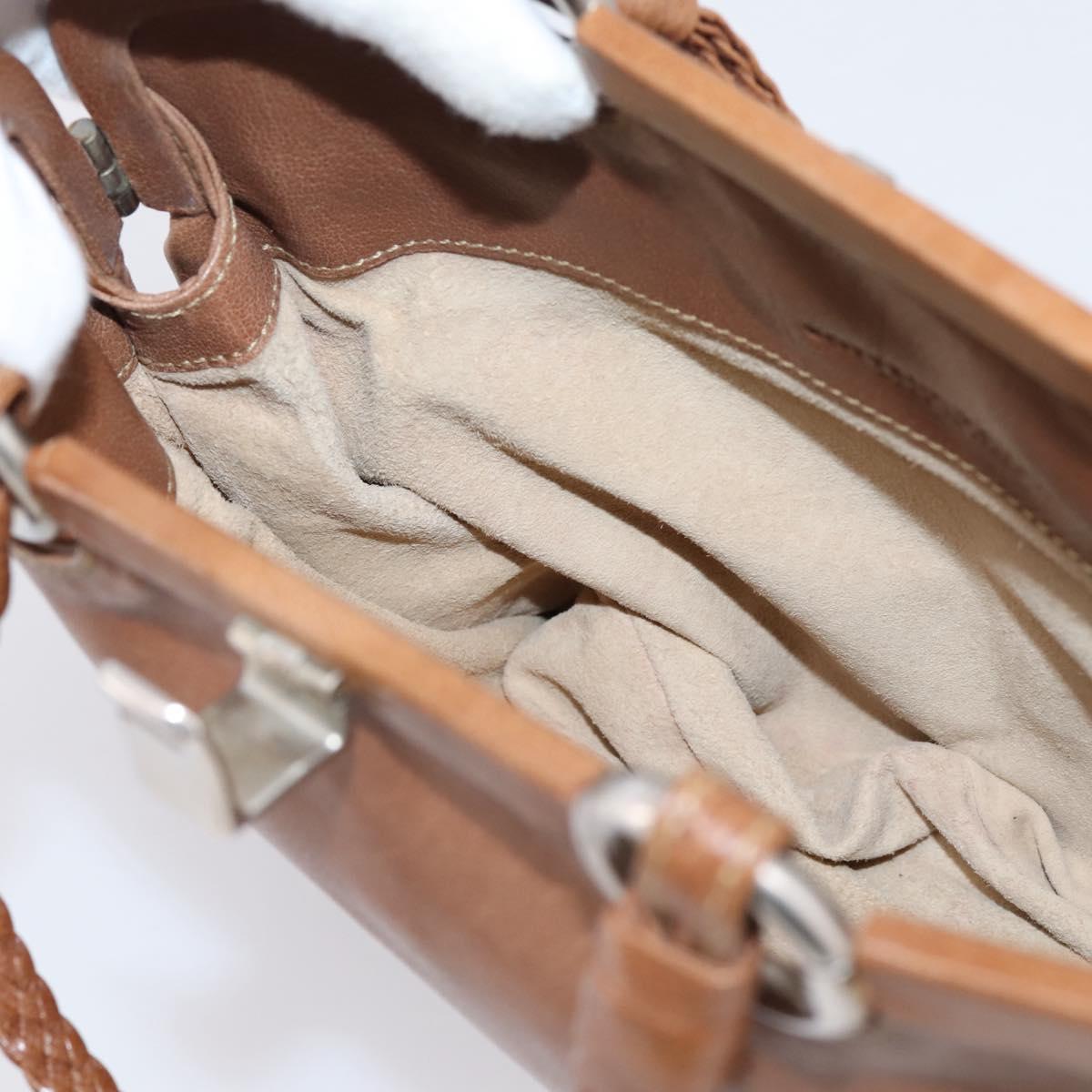 Bottega Veneta Hand Bag Leather Brown Silver Auth ep16812