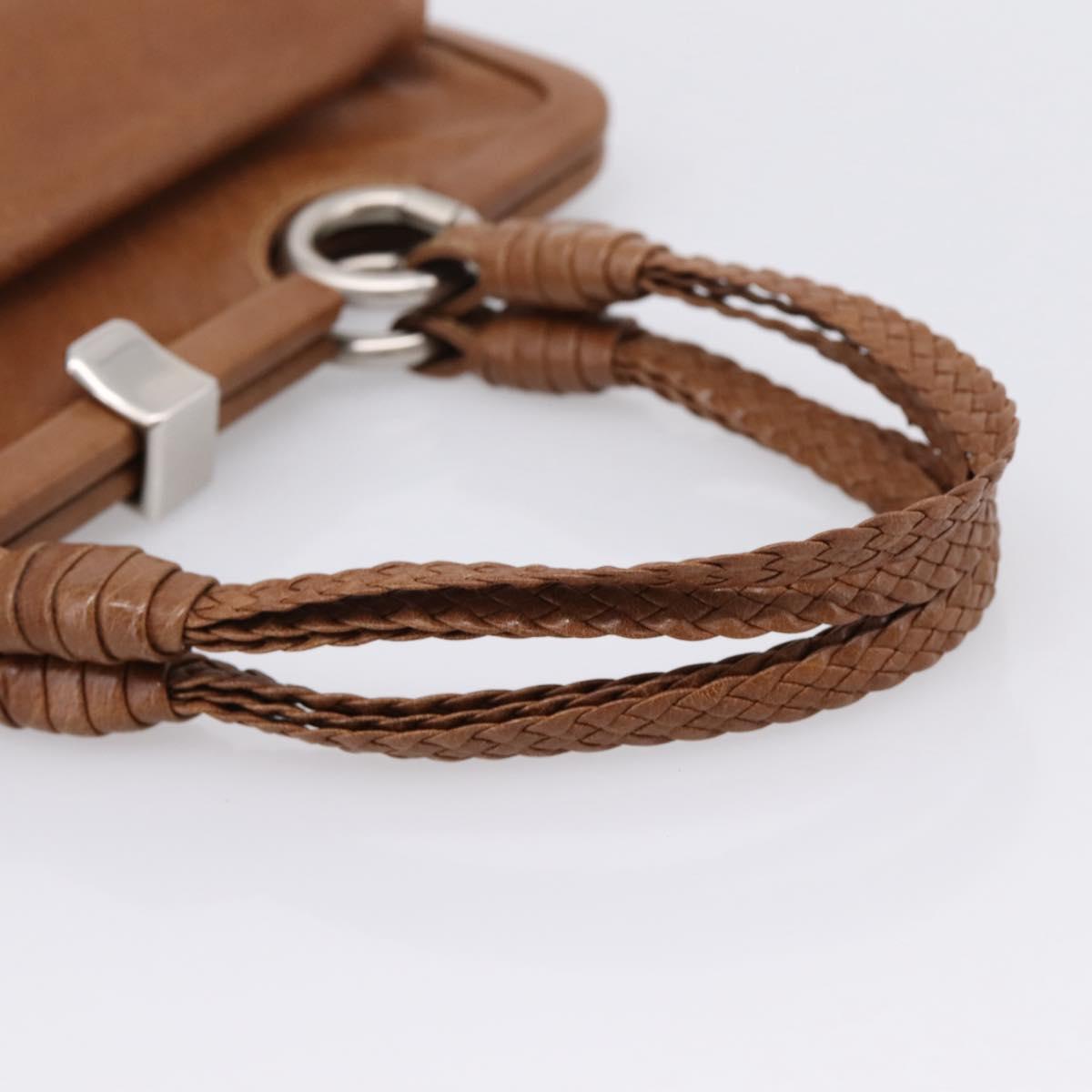 Bottega Veneta Hand Bag Leather Brown Silver Auth ep16812