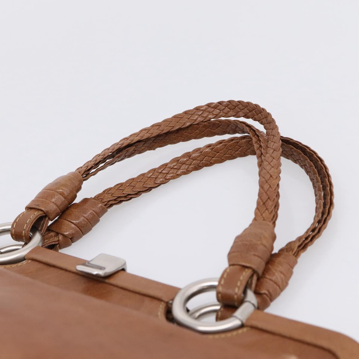Bottega Veneta Hand Bag Leather Brown Silver Auth ep16812