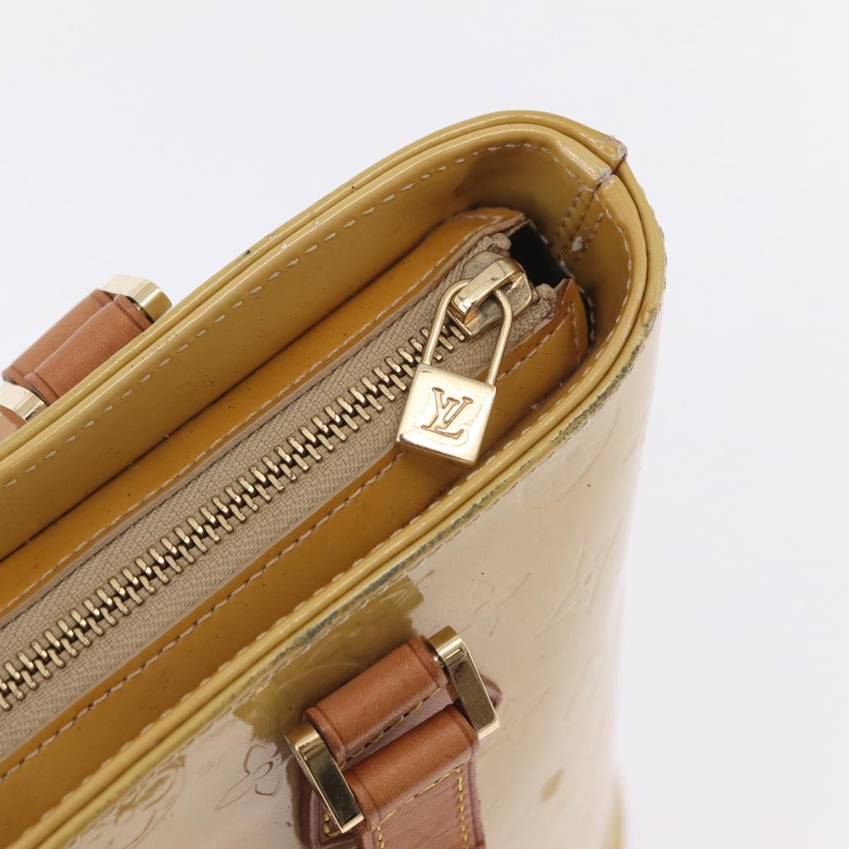 LOUIS VUITTON Monogram Vernis Houston Hand Bag Beige M91004 LV Auth ep16815