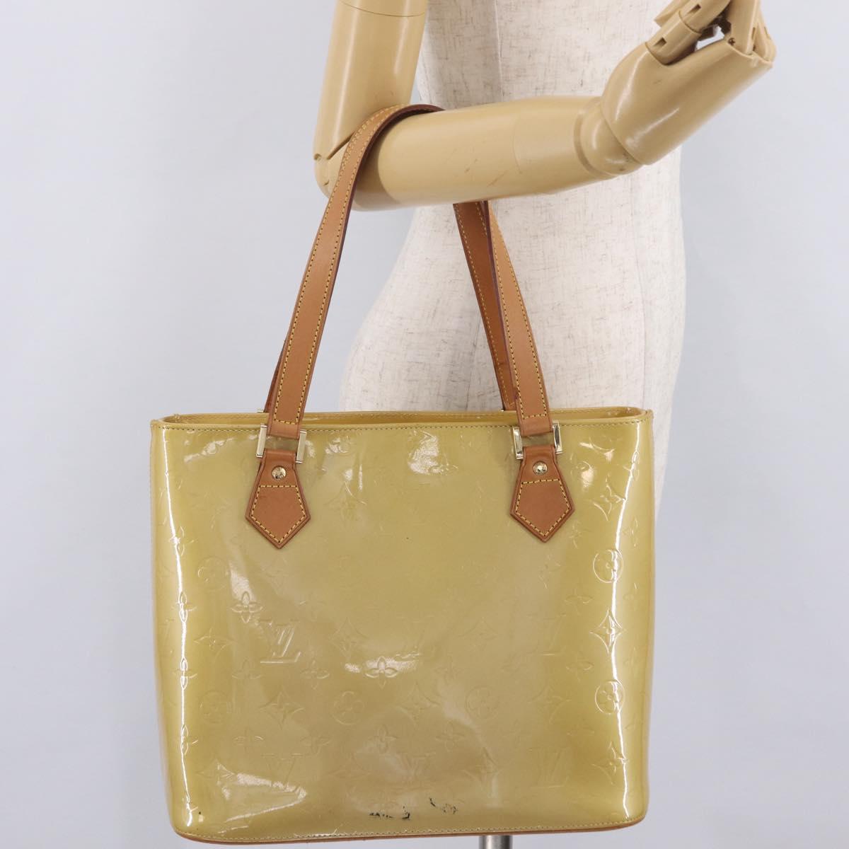 LOUIS VUITTON Monogram Vernis Houston Hand Bag Beige M91004 LV Auth ep16815