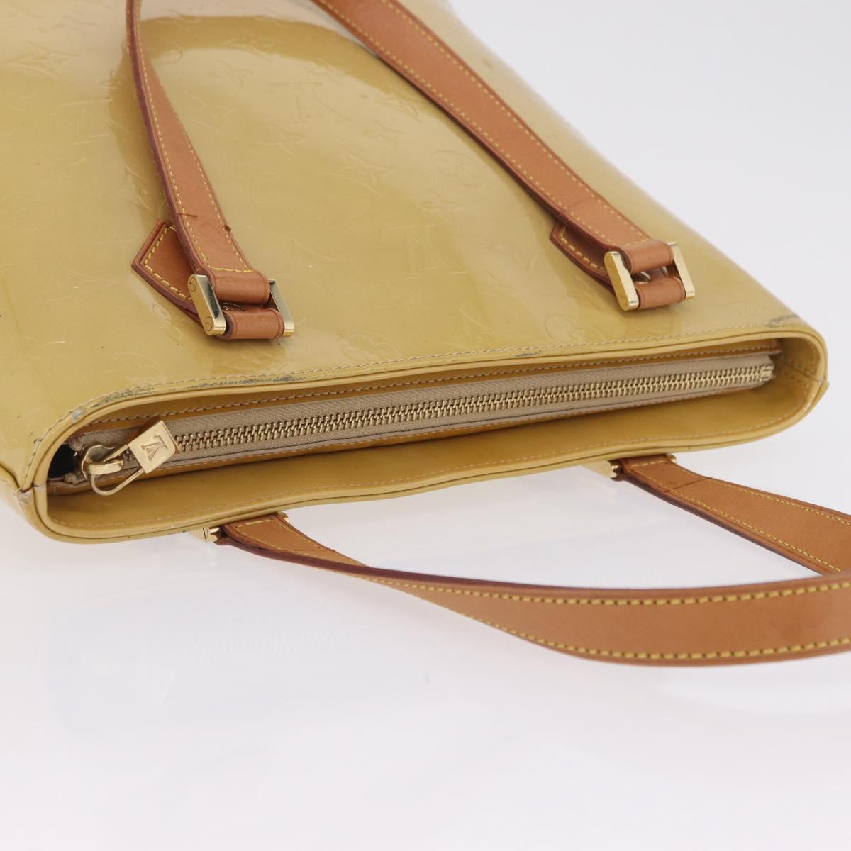 LOUIS VUITTON Monogram Vernis Houston Hand Bag Beige M91004 LV Auth ep16815