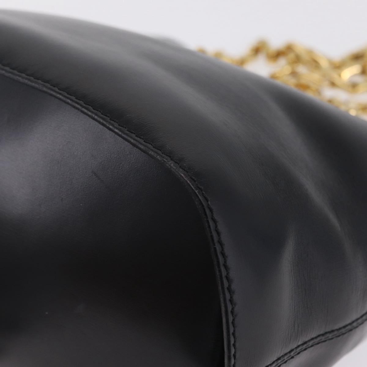 CELINE Shoulder Bag Leather Black Gold Auth ep16820V
