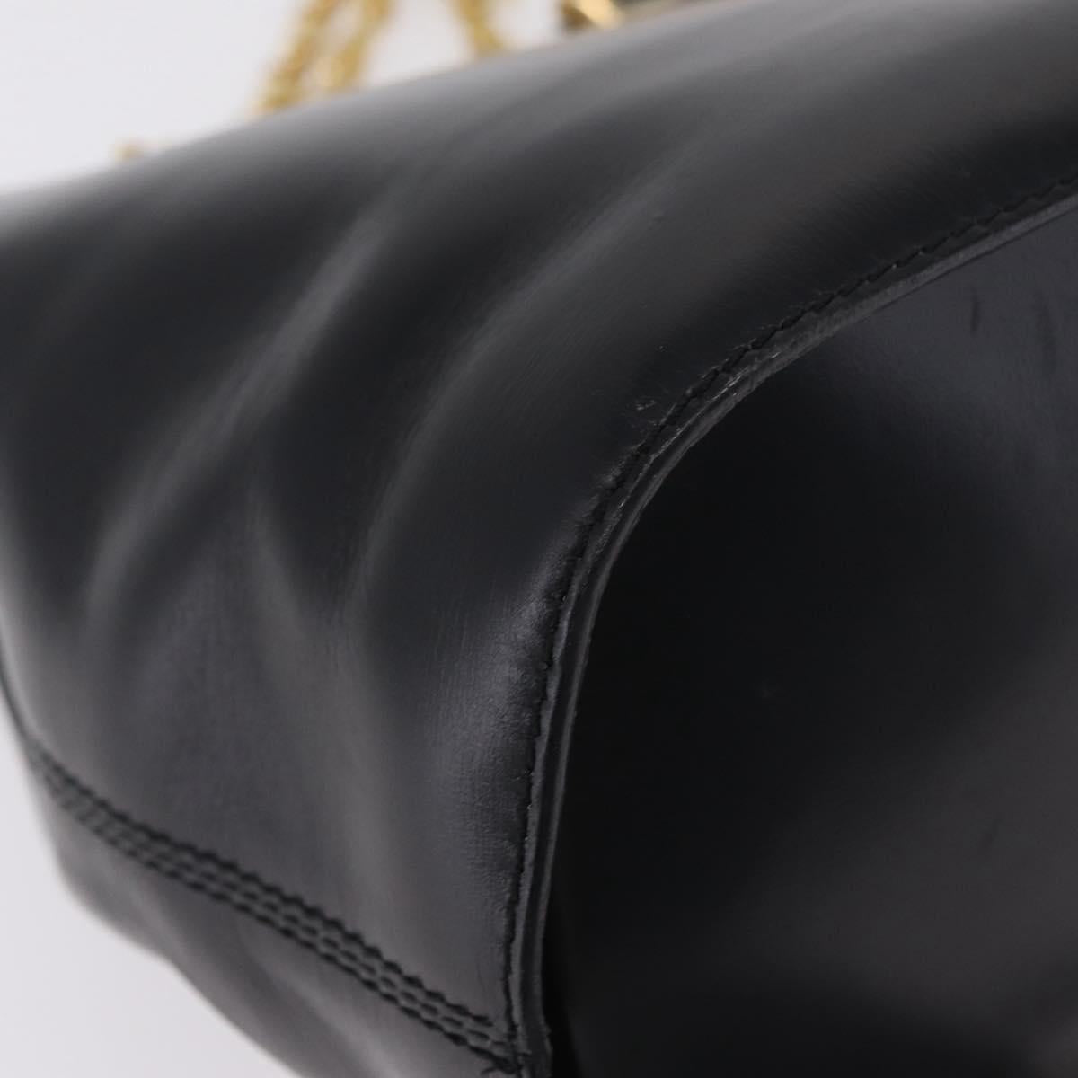 CELINE Shoulder Bag Leather Black Gold Auth ep16820V