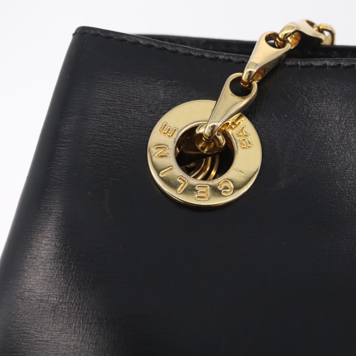 CELINE Shoulder Bag Leather Black Gold Auth ep16820V