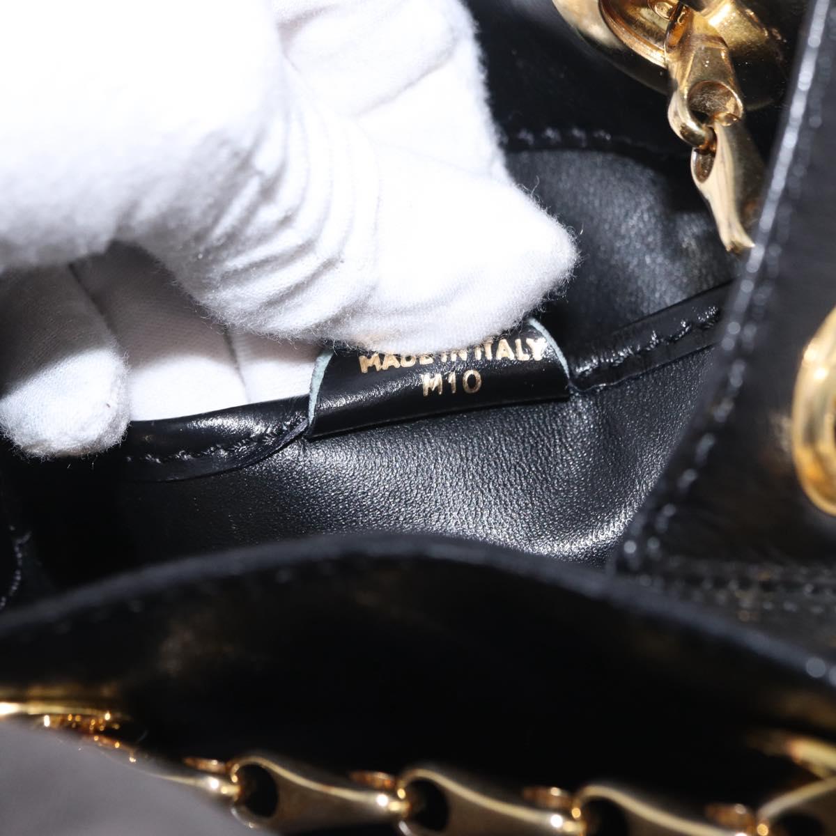 CELINE Shoulder Bag Leather Black Gold Auth ep16820V
