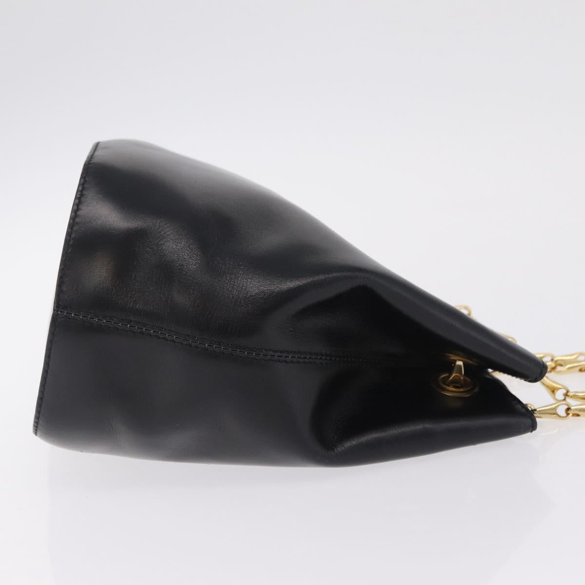 CELINE Shoulder Bag Leather Black Gold Auth ep16820V