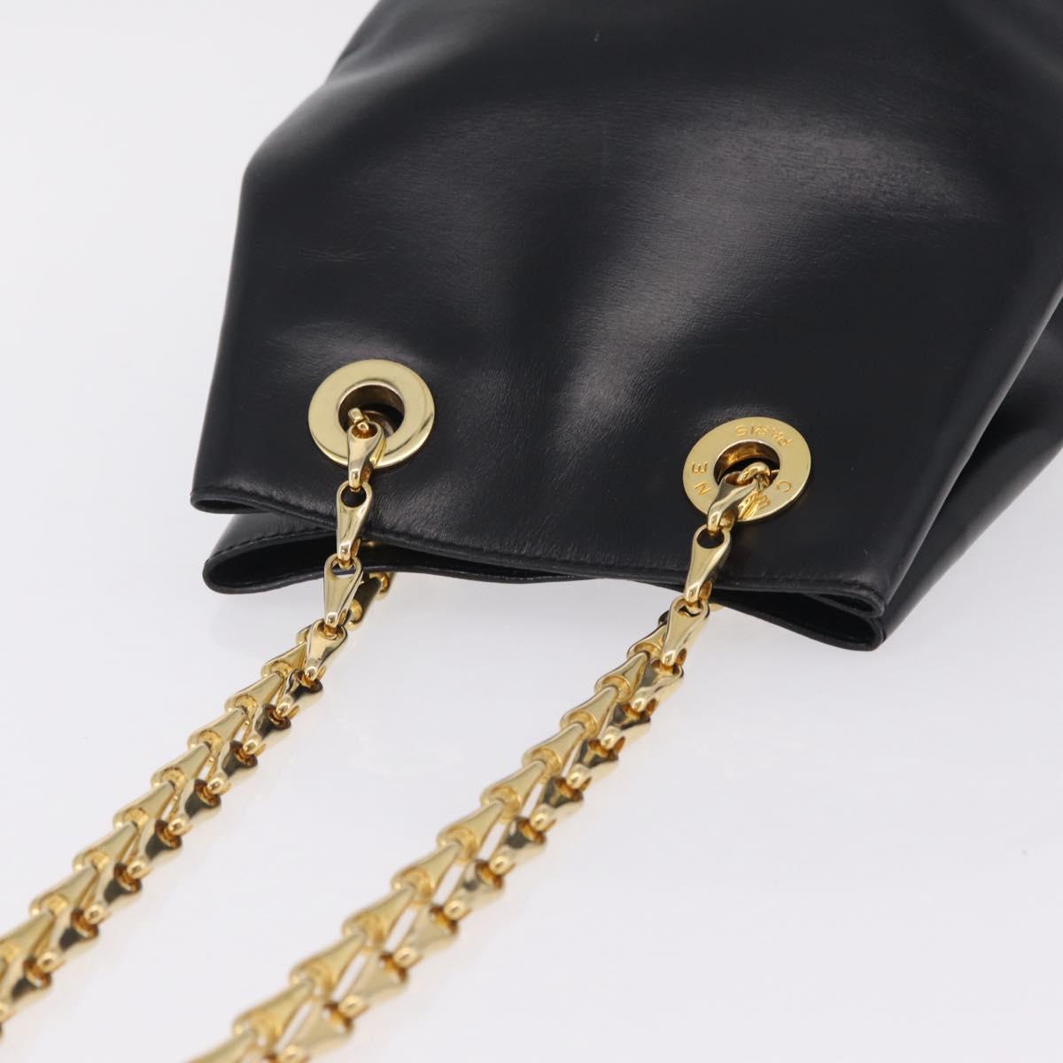 CELINE Shoulder Bag Leather Black Gold Auth ep16820V