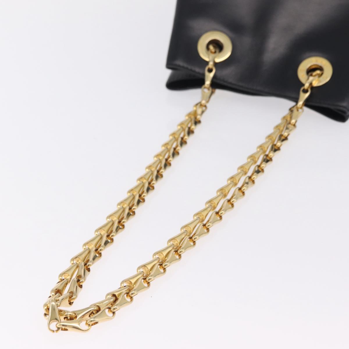 CELINE Shoulder Bag Leather Black Gold Auth ep16820V