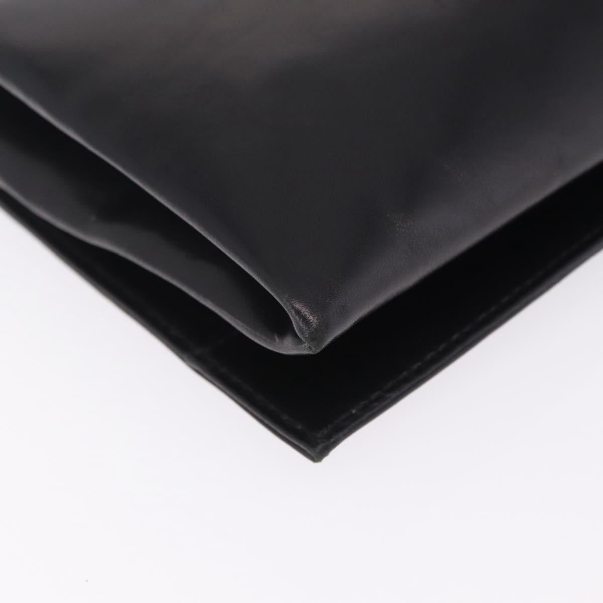 Saint Laurent Clutch Bag Leather Black Silver Auth ep16822