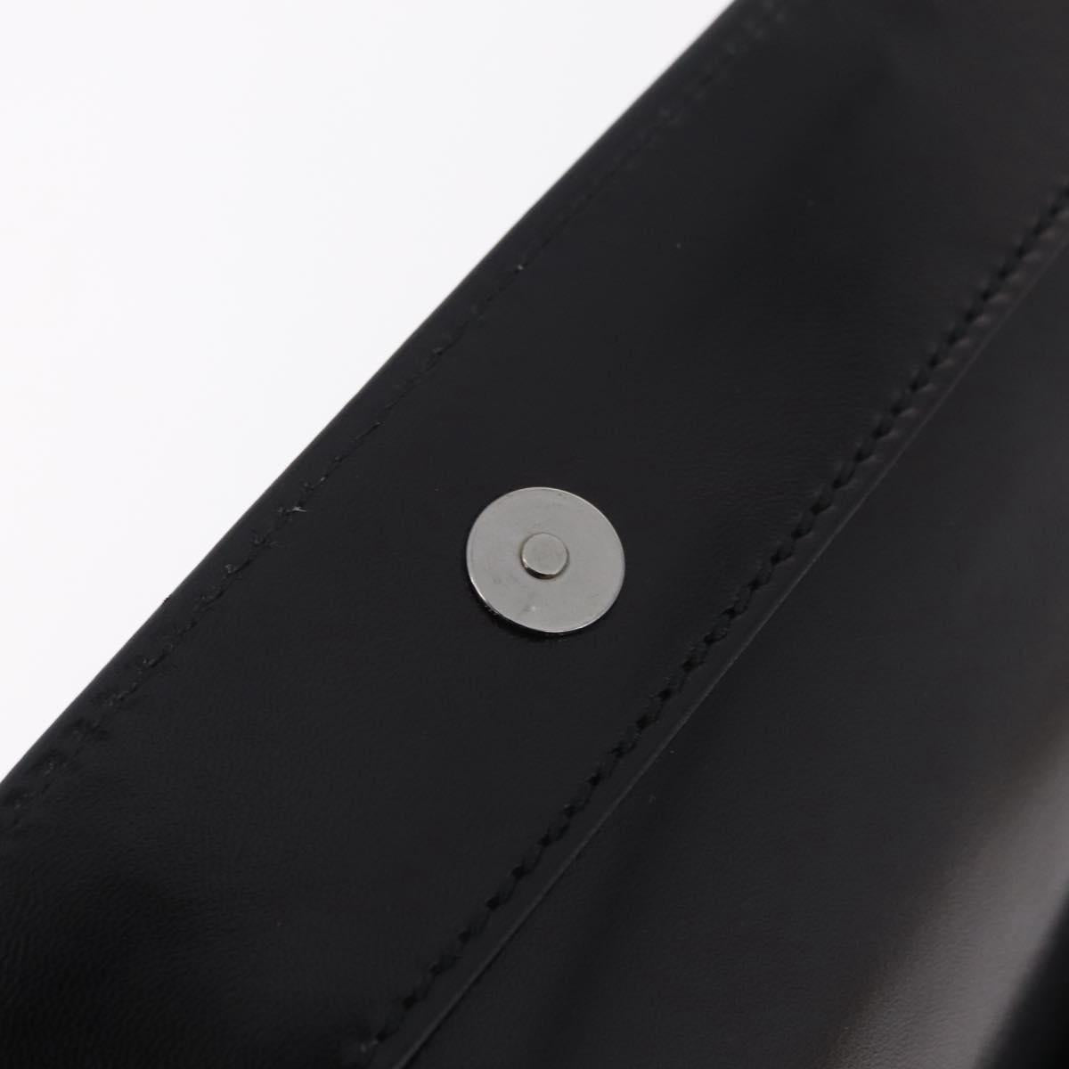 Saint Laurent Clutch Bag Leather Black Silver Auth ep16822