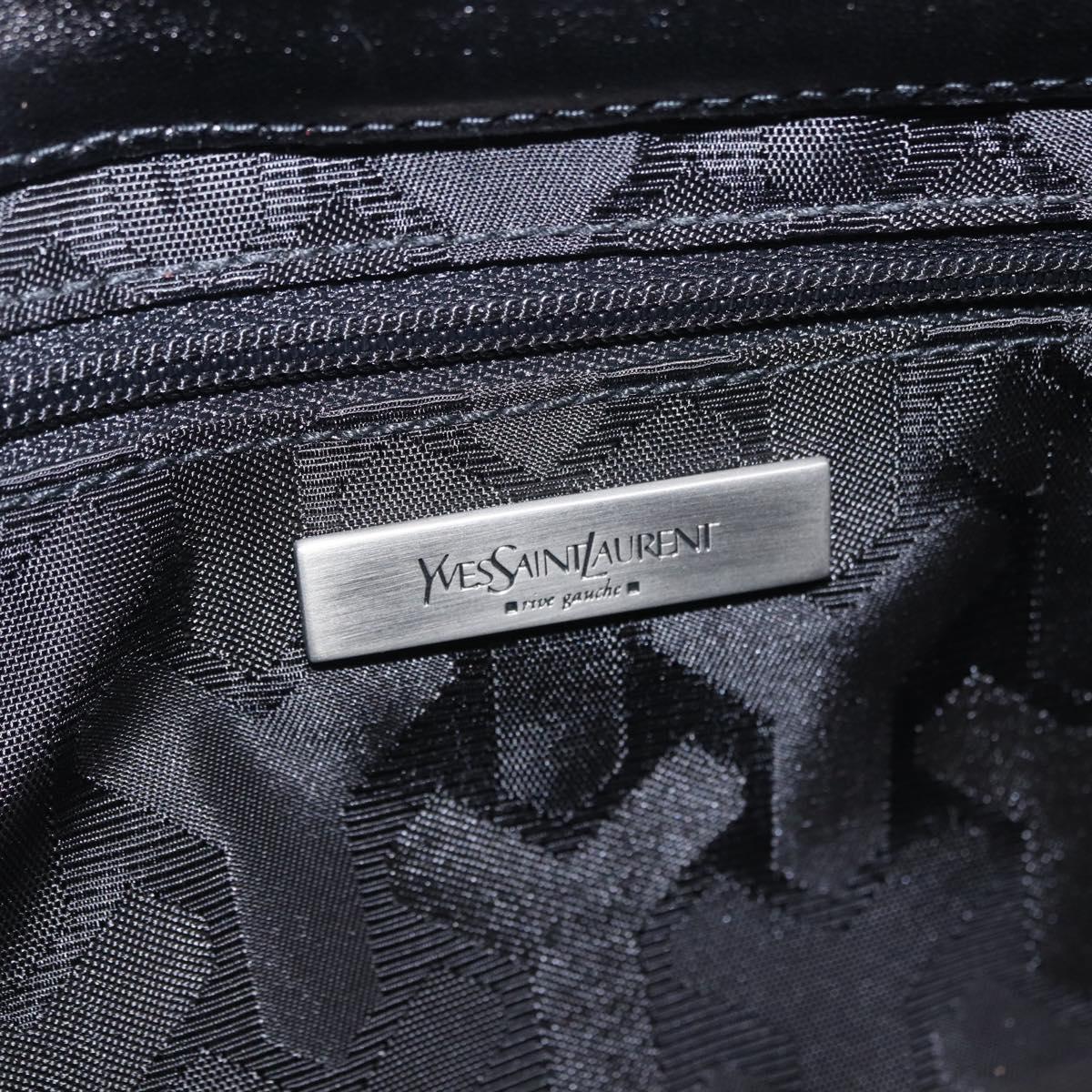 Saint Laurent Clutch Bag Leather Black Silver Auth ep16822