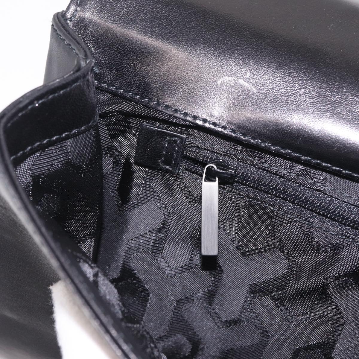 Saint Laurent Clutch Bag Leather Black Silver Auth ep16822