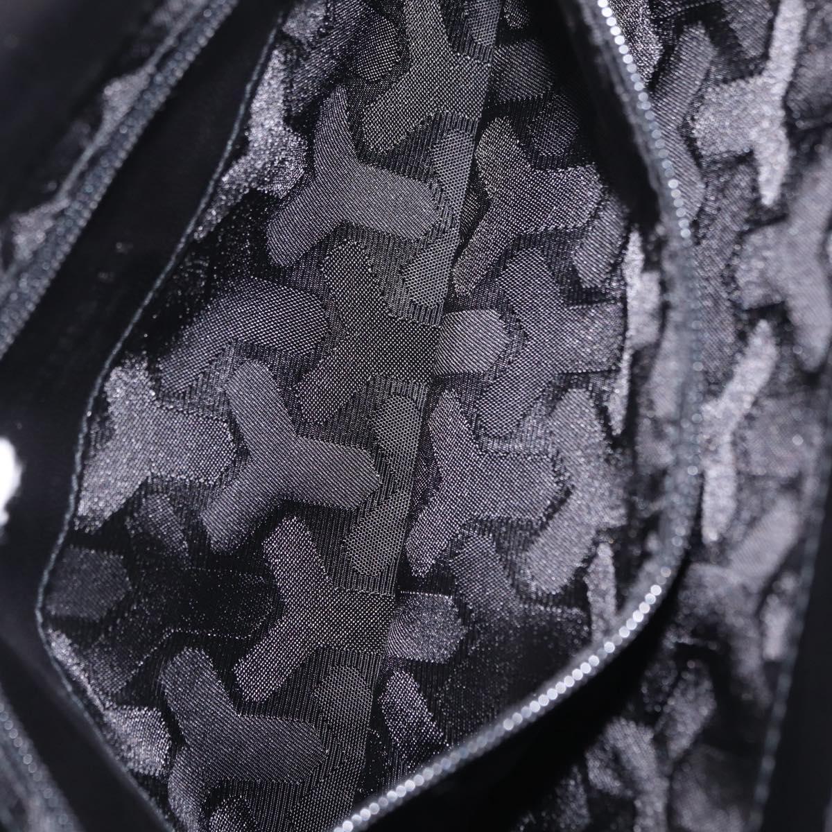 Saint Laurent Clutch Bag Leather Black Silver Auth ep16822