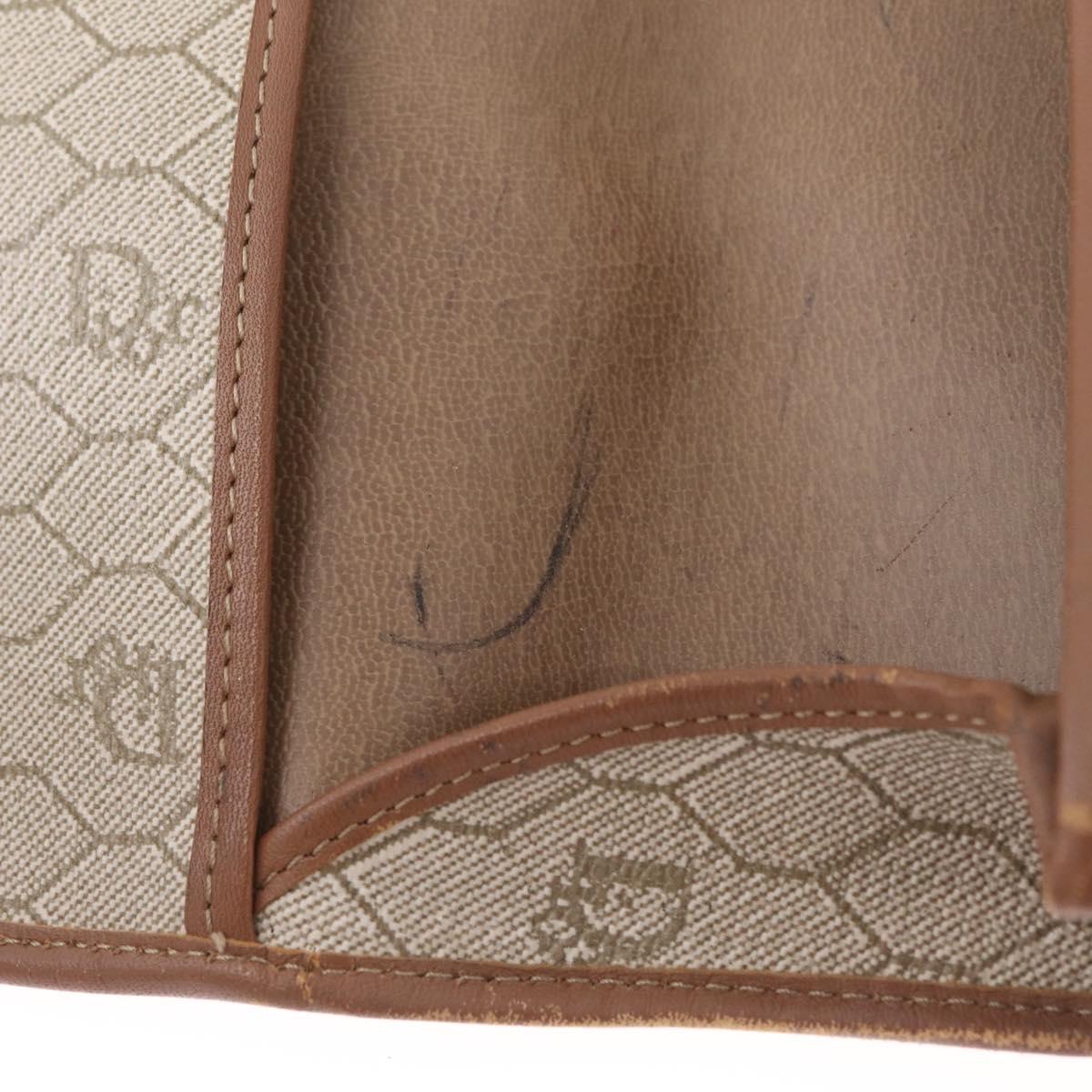 Christian Dior Honeycomb Canvas Shoulder Bag PVC Beige Gold Auth ep16823