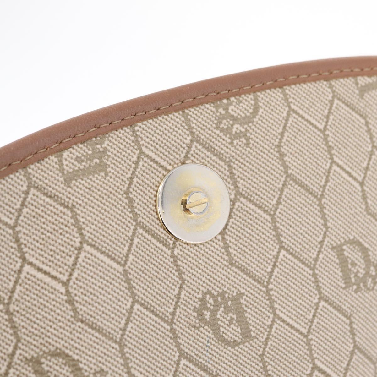 Christian Dior Honeycomb Canvas Shoulder Bag PVC Beige Gold Auth ep16823
