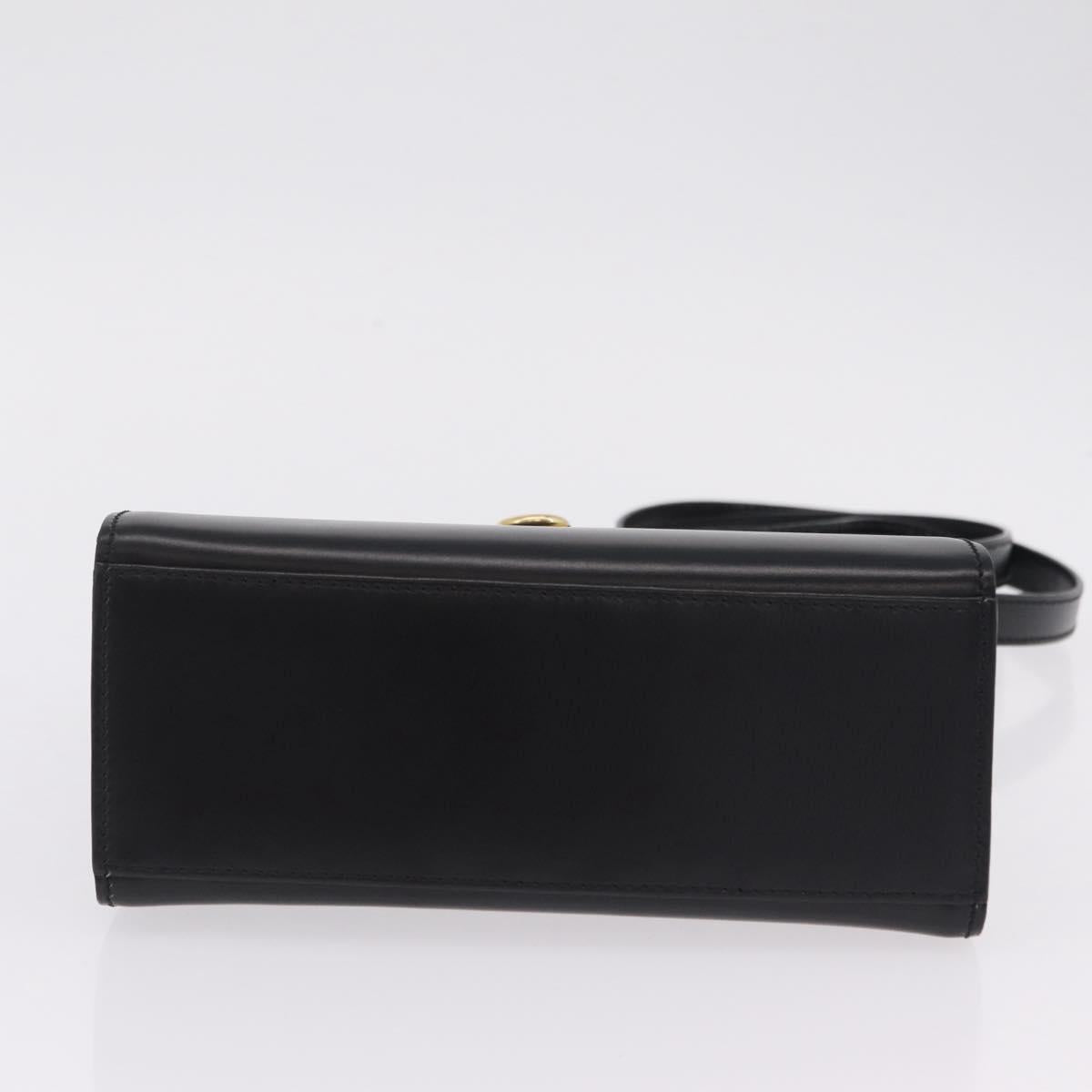 CELINE Hand Bag Leather 2way Black Gold Auth ep16836V