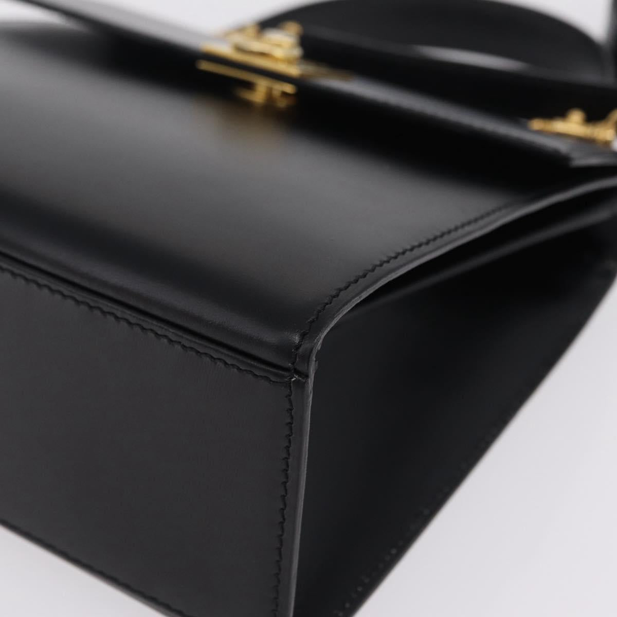 CELINE Hand Bag Leather 2way Black Gold Auth ep16836V