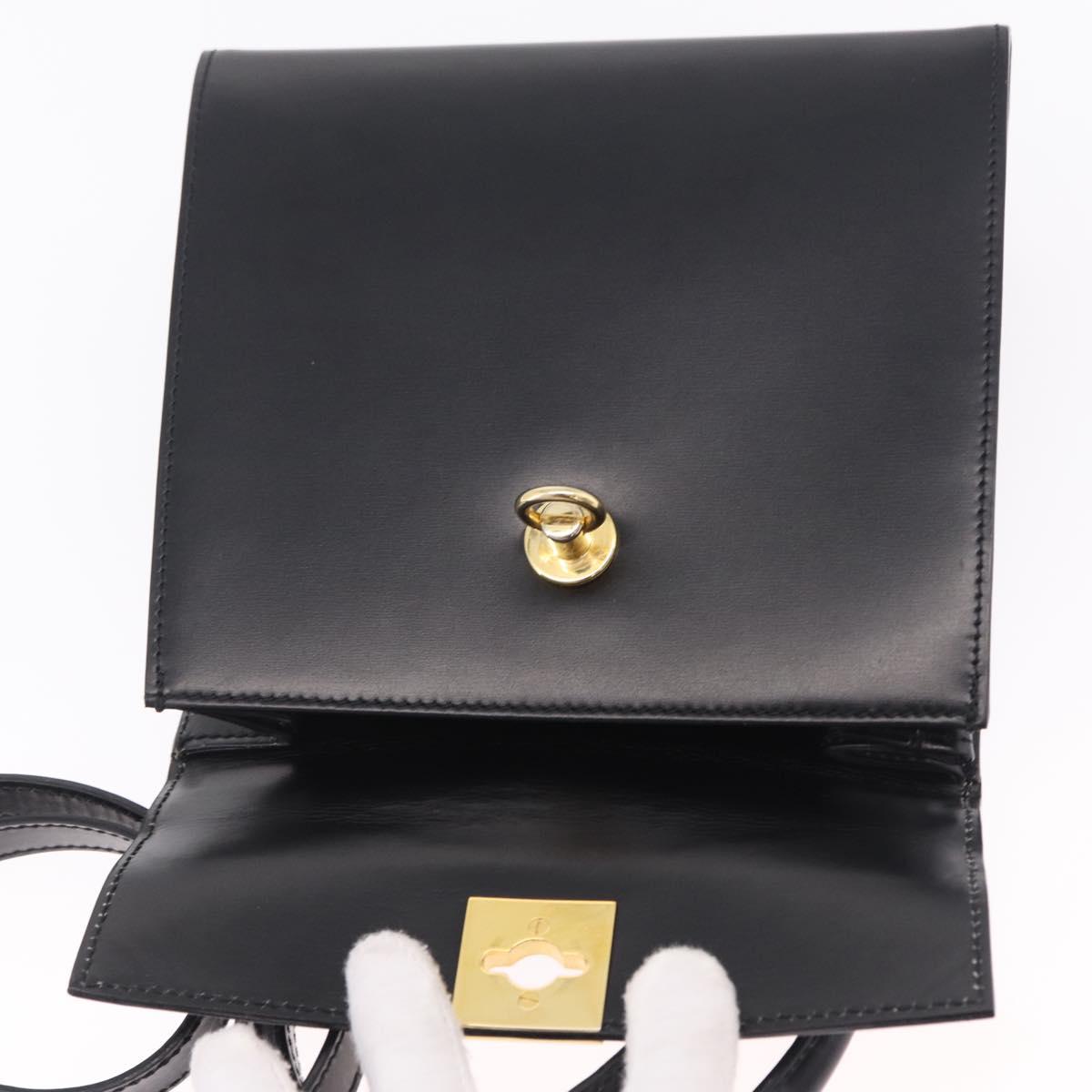 CELINE Hand Bag Leather 2way Black Gold Auth ep16836V