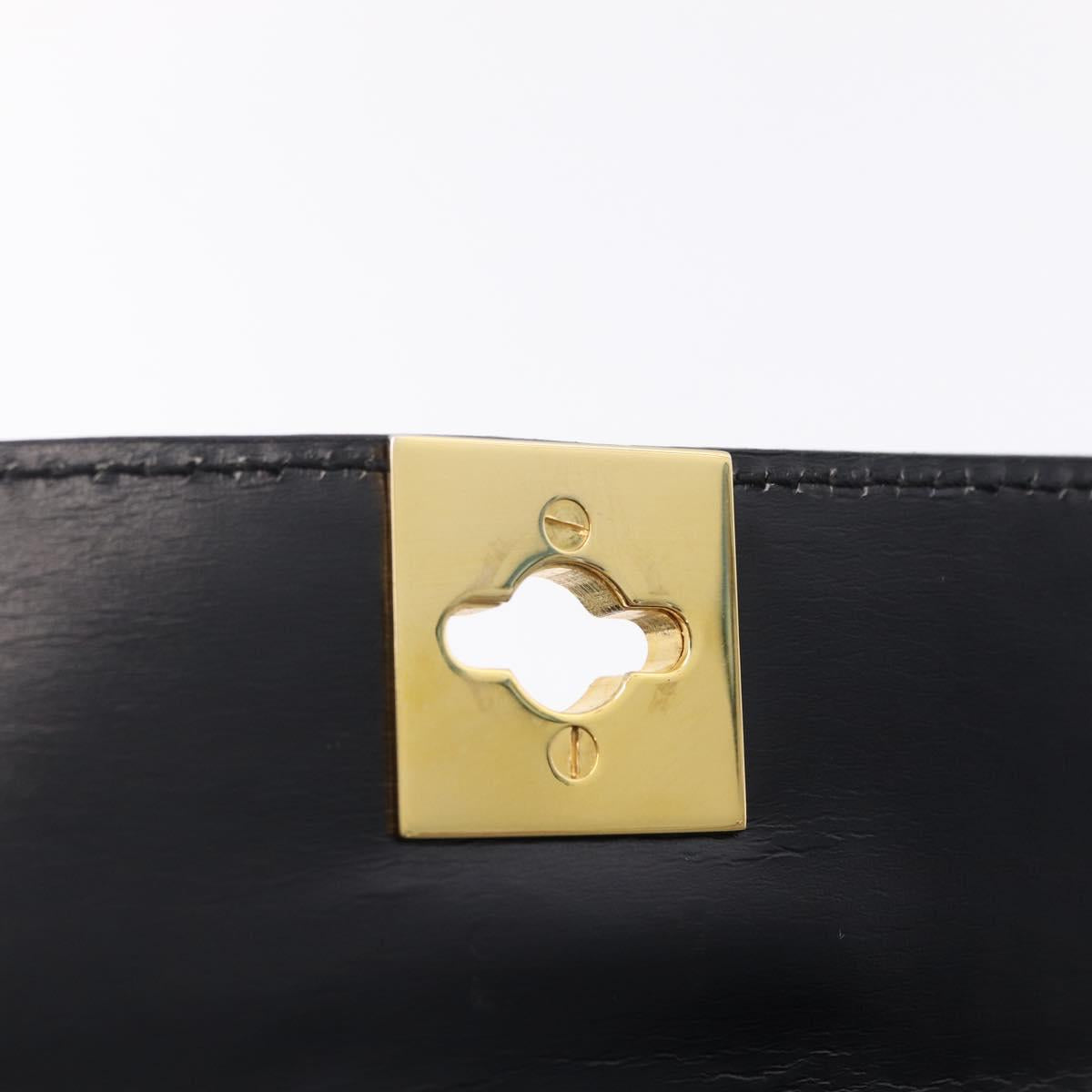CELINE Hand Bag Leather 2way Black Gold Auth ep16836V