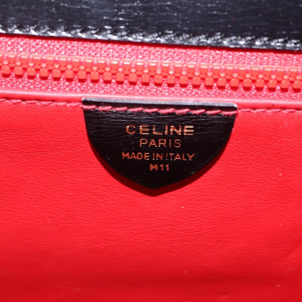 CELINE Hand Bag Leather 2way Black Gold Auth ep16836V