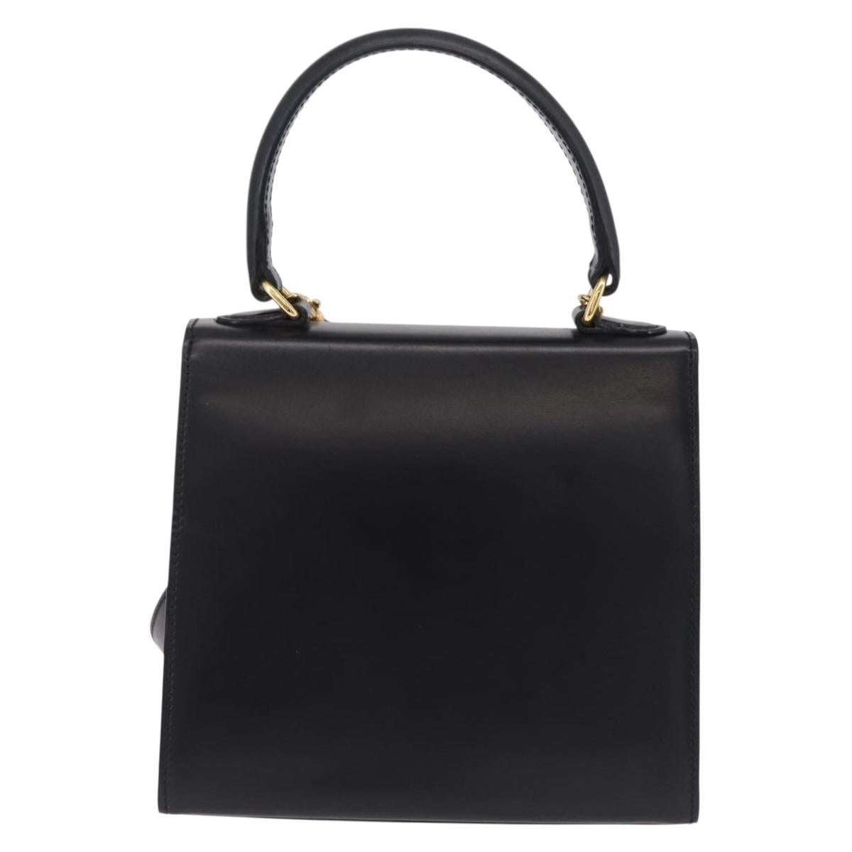 CELINE Hand Bag Leather 2way Black Gold Auth ep16836V