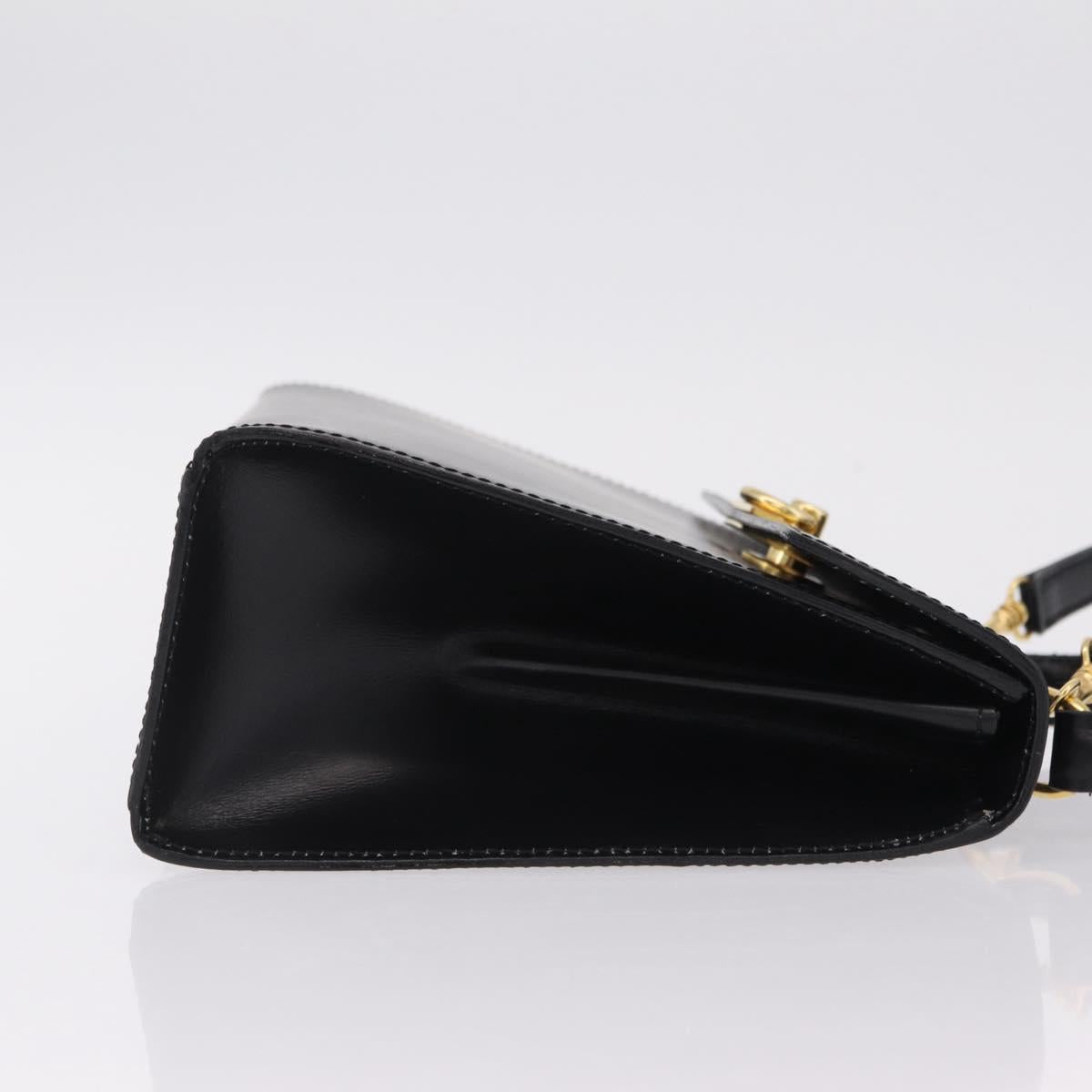 CELINE Hand Bag Leather 2way Black Gold Auth ep16836V