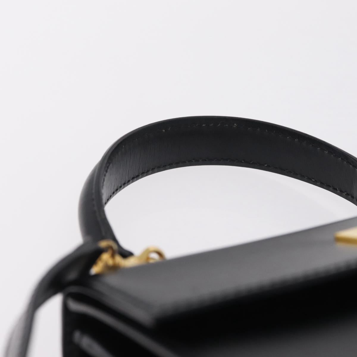 CELINE Hand Bag Leather 2way Black Gold Auth ep16836V