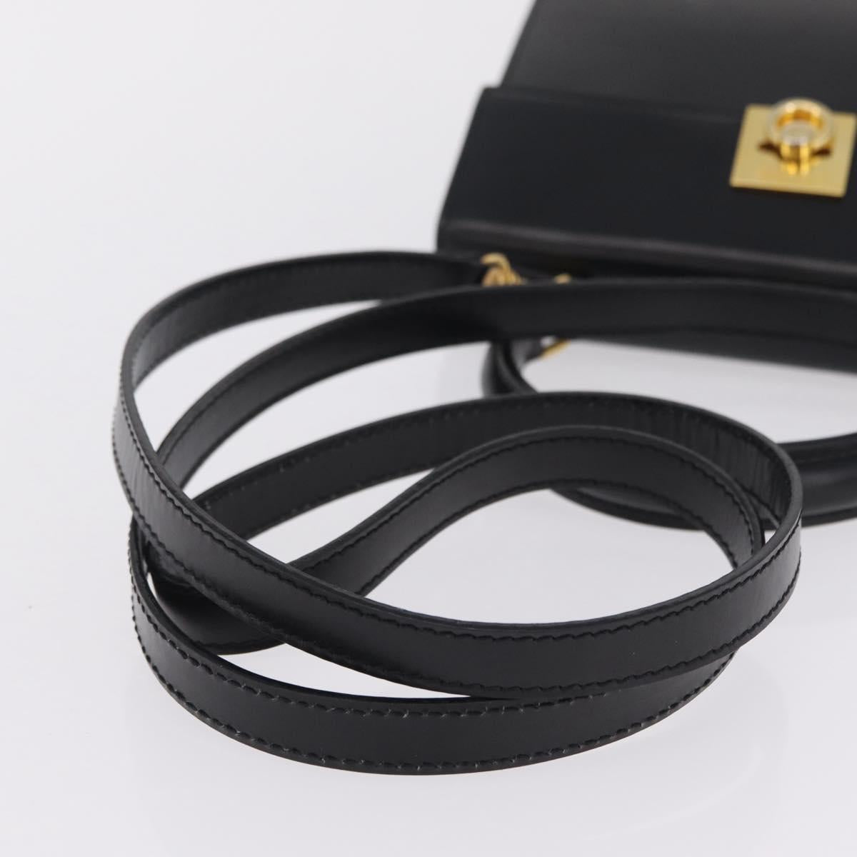 CELINE Hand Bag Leather 2way Black Gold Auth ep16836V