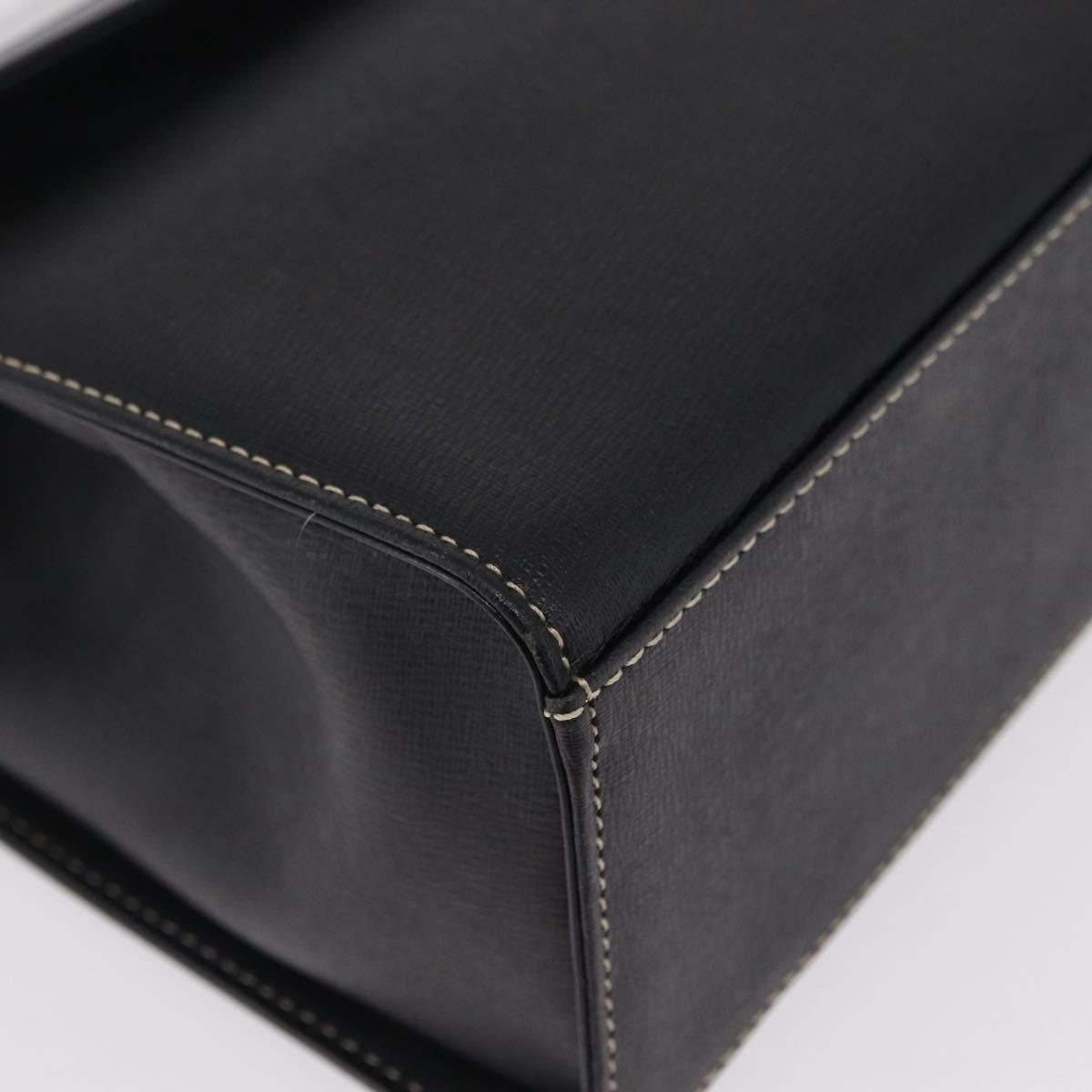 Burberrys Hand Bag Leather Black Gold Auth ep16840A