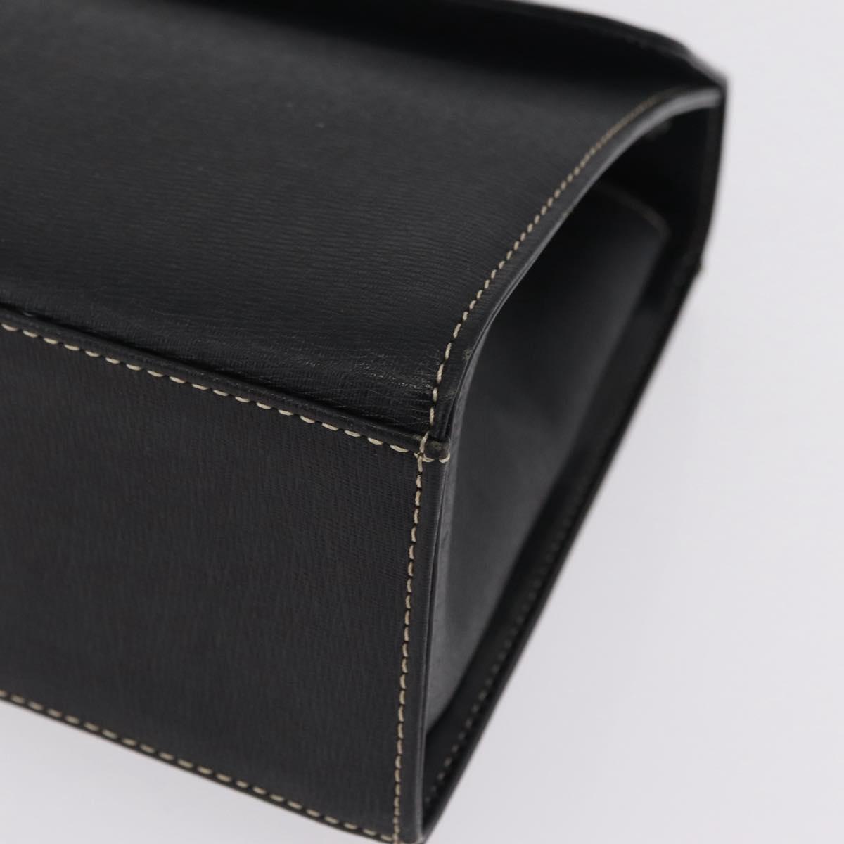Burberrys Hand Bag Leather Black Gold Auth ep16840A