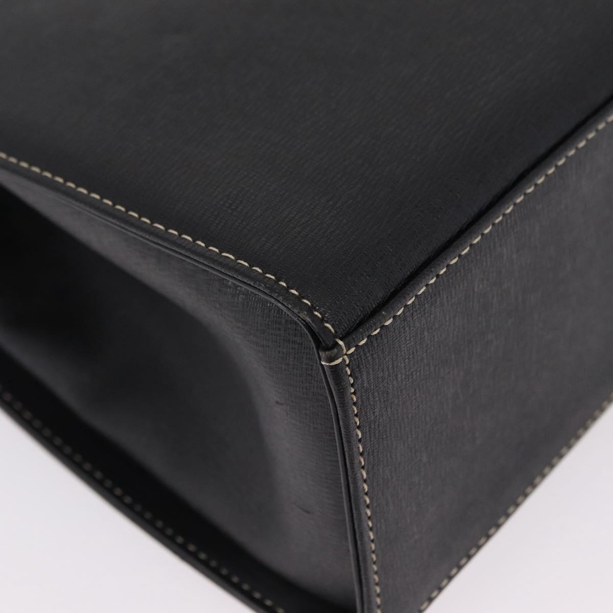 Burberrys Hand Bag Leather Black Gold Auth ep16840A