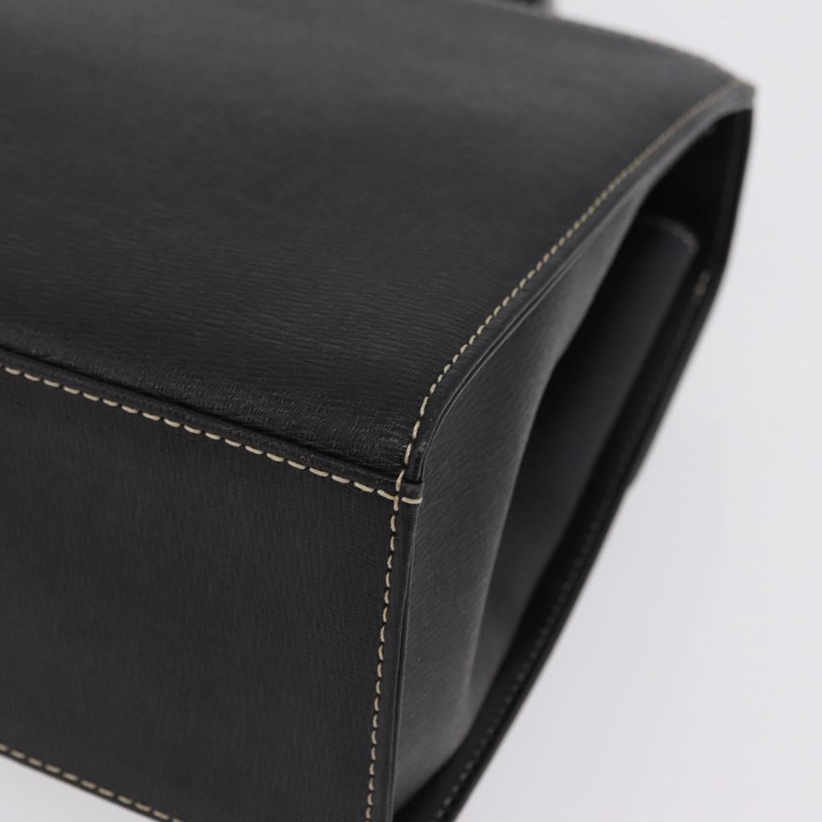 Burberrys Hand Bag Leather Black Gold Auth ep16840A
