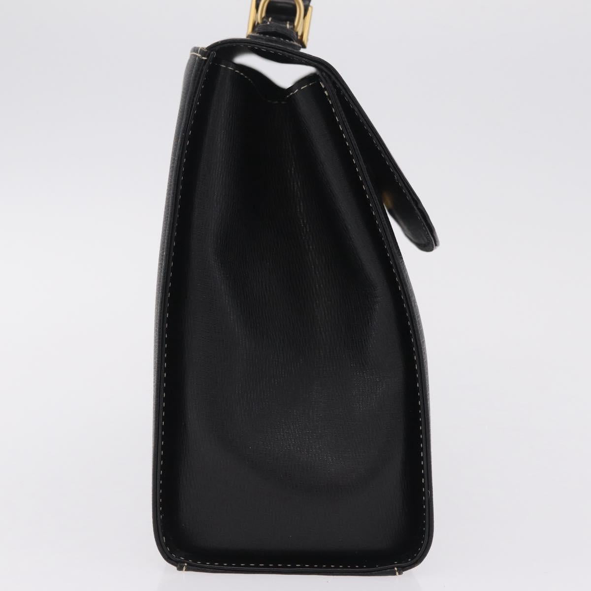 Burberrys Hand Bag Leather Black Gold Auth ep16840A
