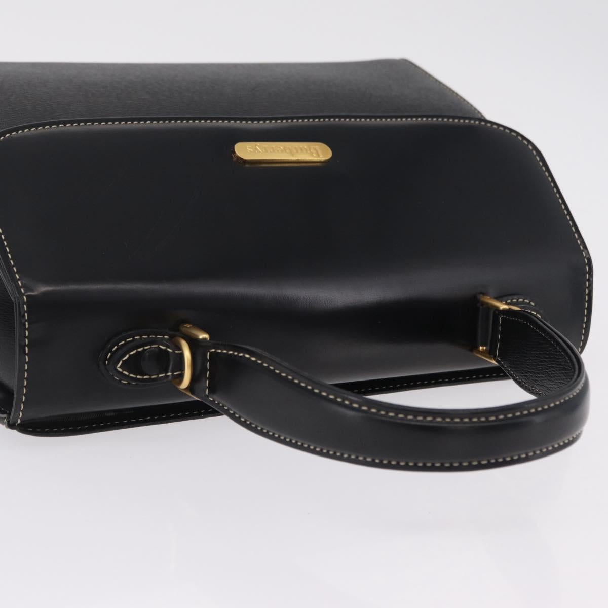 Burberrys Hand Bag Leather Black Gold Auth ep16840A