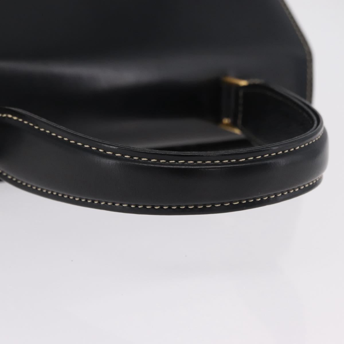 Burberrys Hand Bag Leather Black Gold Auth ep16840A