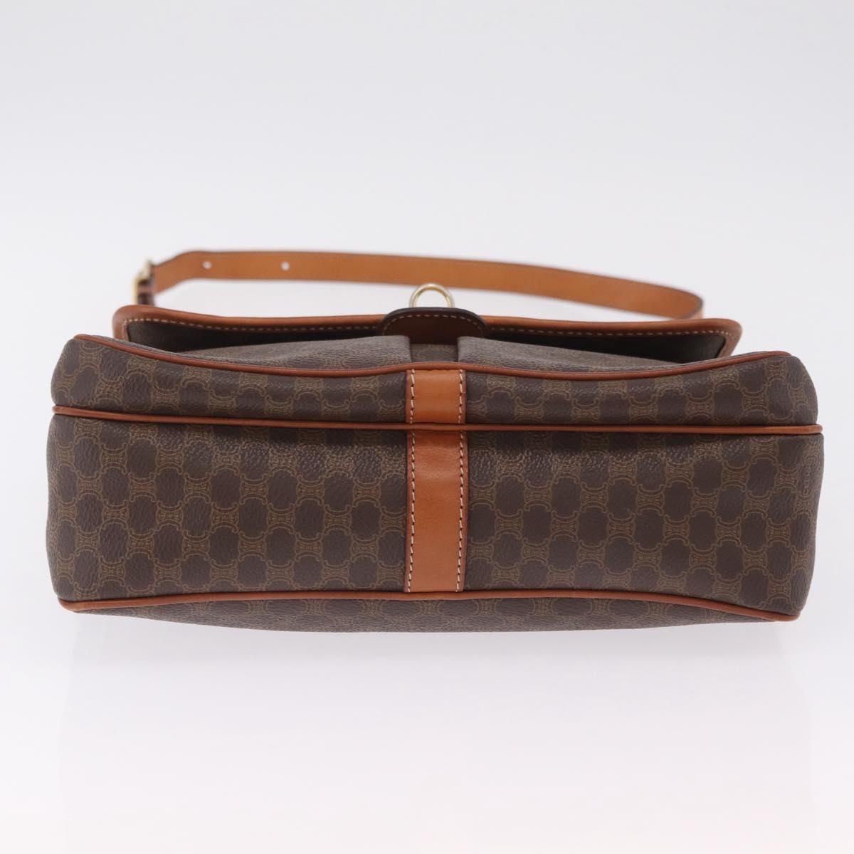 CELINE Macadam Canvas Shoulder Bag PVC Leather Brown Gold Auth ep16848A