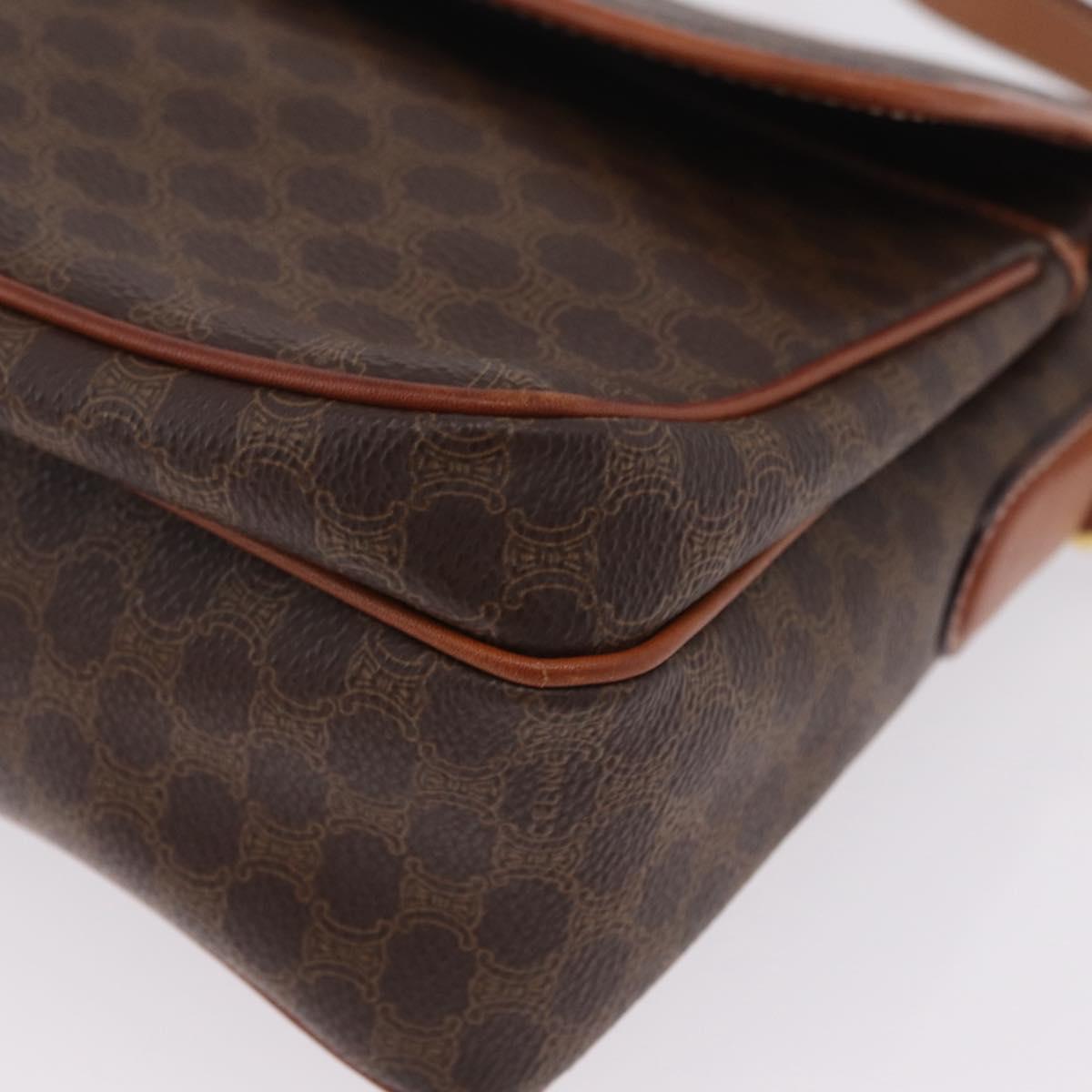 CELINE Macadam Canvas Shoulder Bag PVC Leather Brown Gold Auth ep16848A