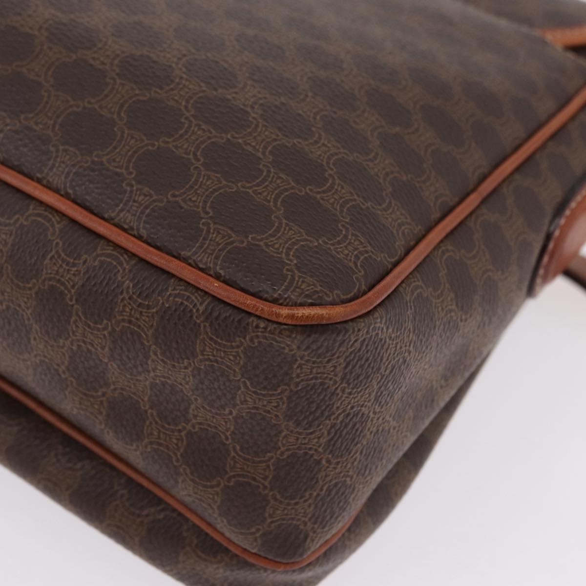 CELINE Macadam Canvas Shoulder Bag PVC Leather Brown Gold Auth ep16848A