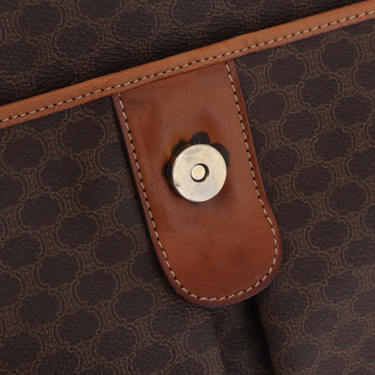 CELINE Macadam Canvas Shoulder Bag PVC Leather Brown Gold Auth ep16848A