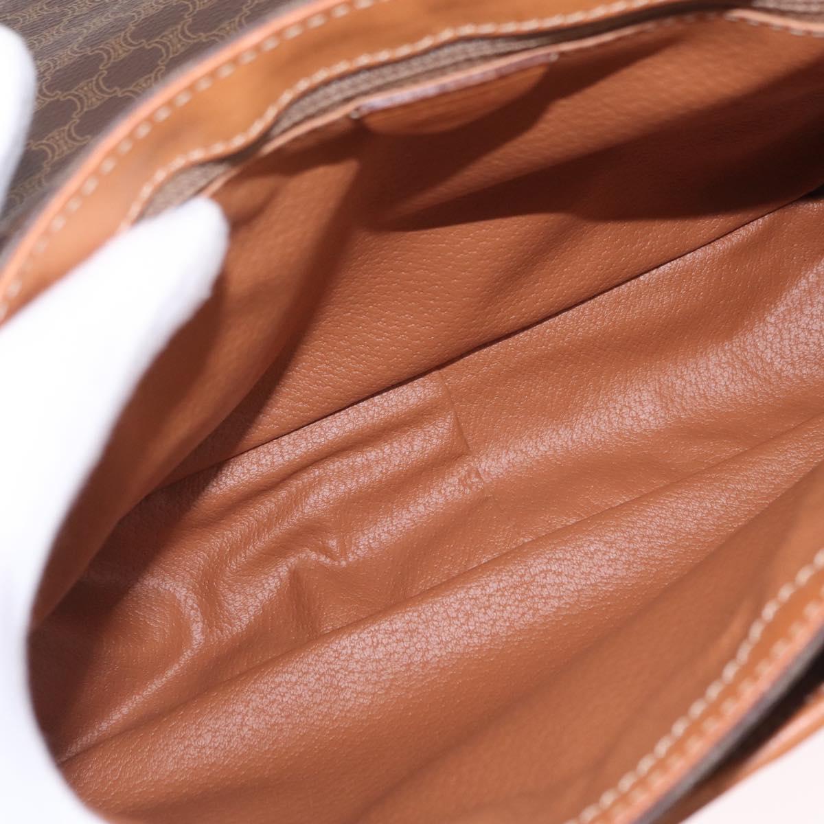 CELINE Macadam Canvas Shoulder Bag PVC Leather Brown Gold Auth ep16848A