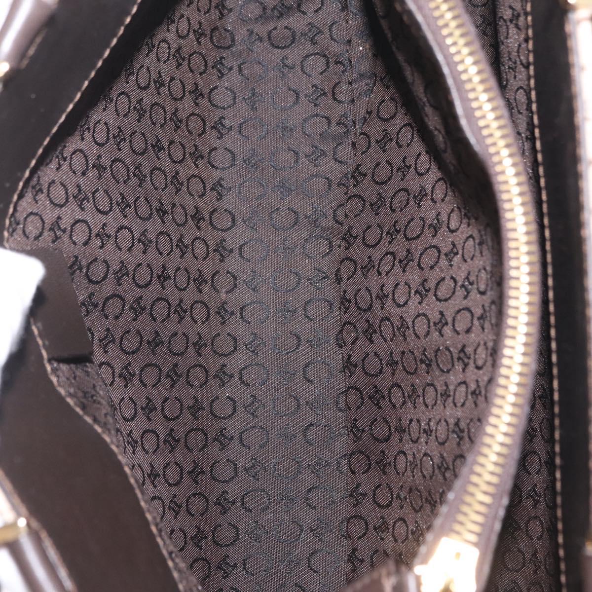 CELINE C Macadam Canvas Hand Bag White Gold Auth ep16854A