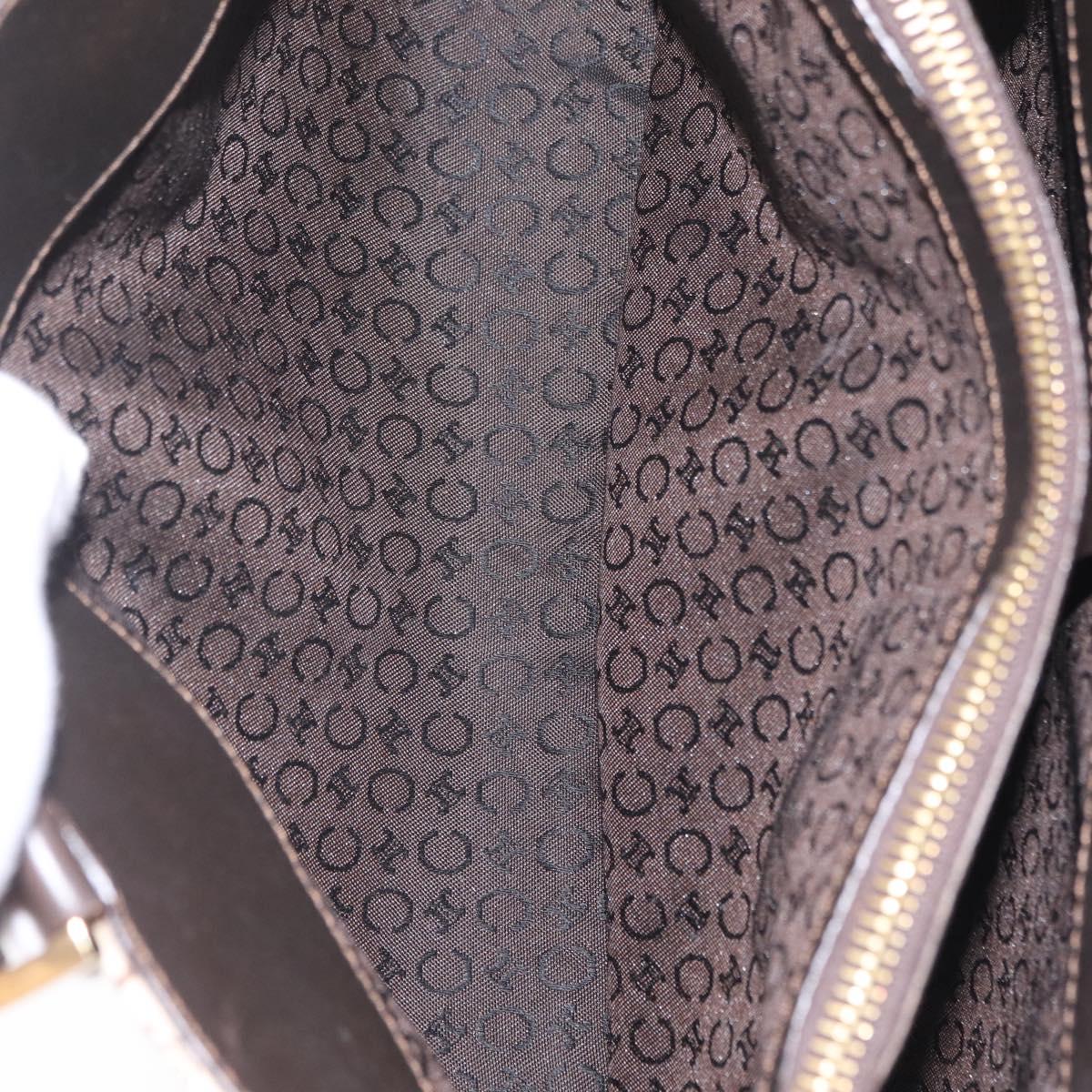 CELINE C Macadam Canvas Hand Bag White Gold Auth ep16854A