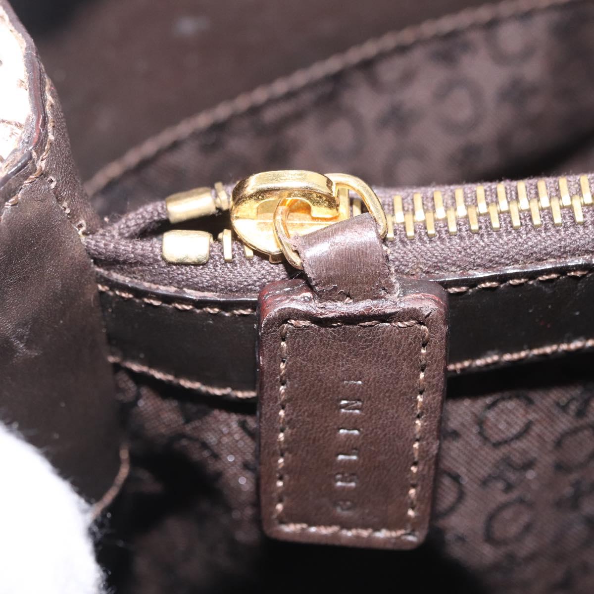 CELINE C Macadam Canvas Hand Bag White Gold Auth ep16854A