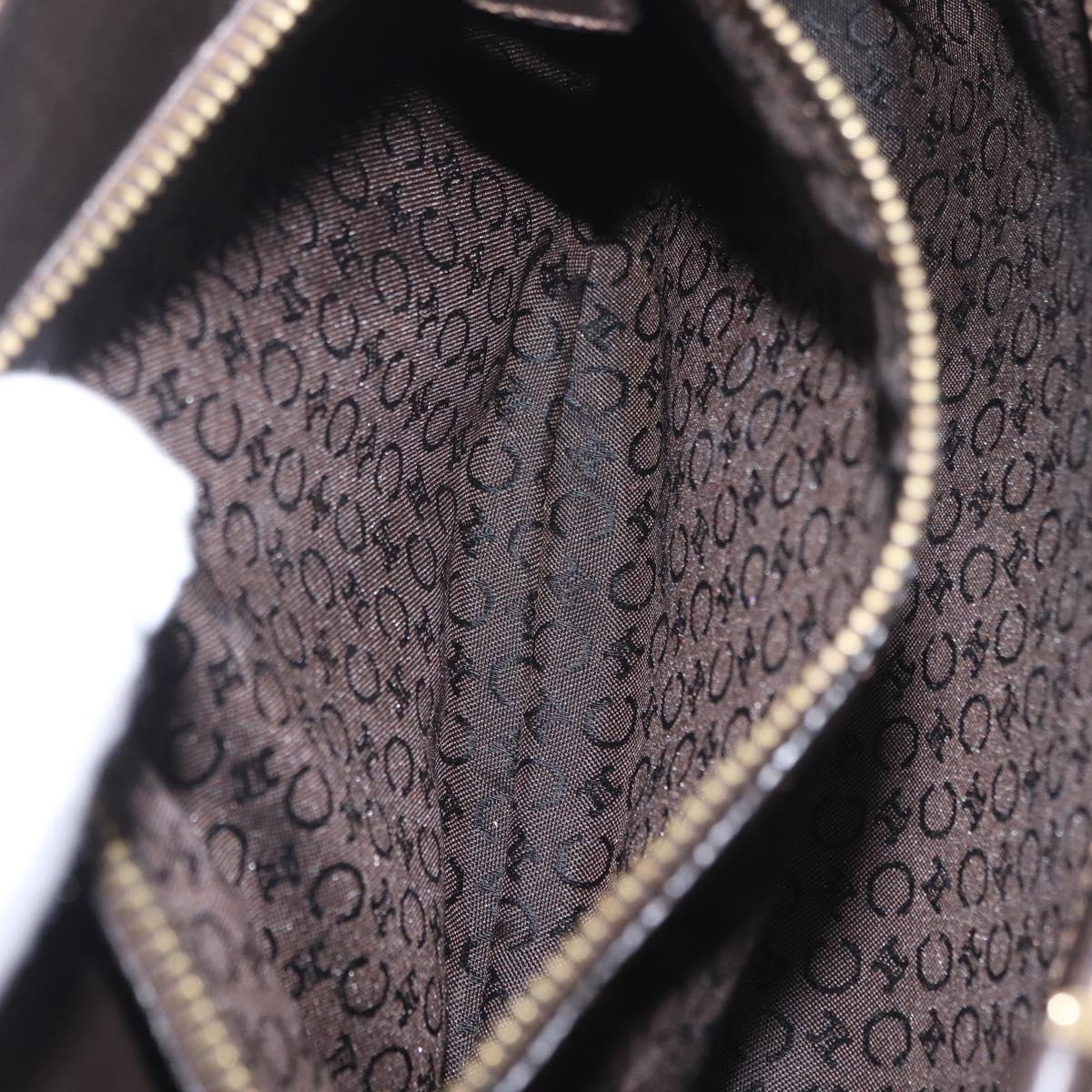 CELINE C Macadam Canvas Hand Bag White Gold Auth ep16854A