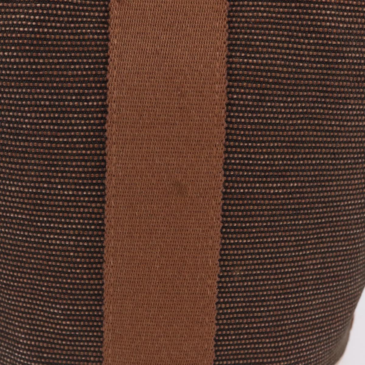 HERMES Sakso PM Hand Bag Canvas Brown Silver Auth ep16856