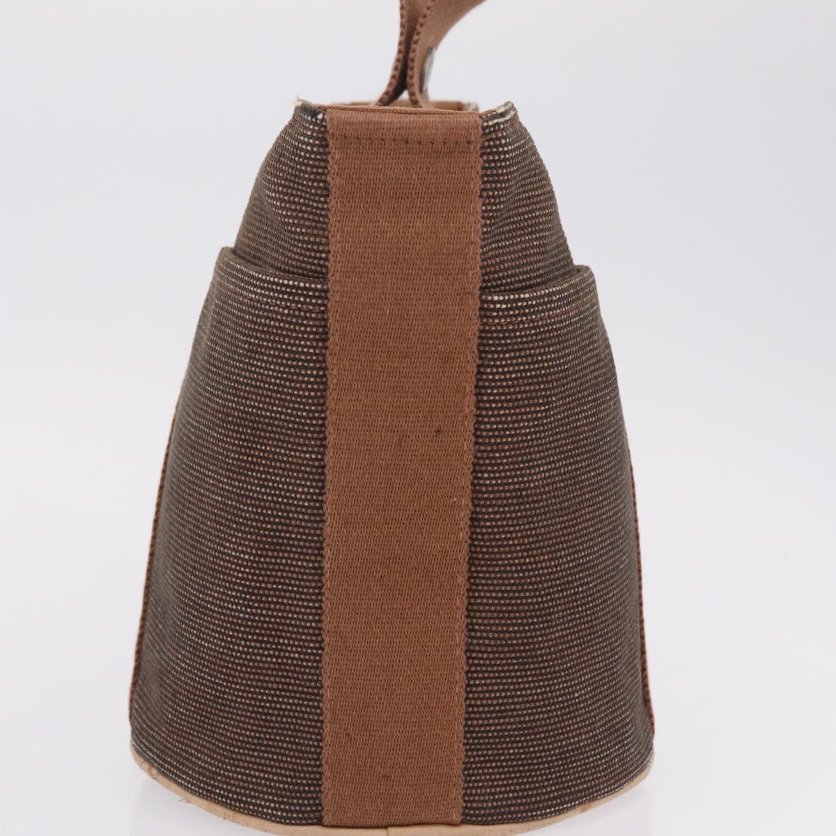 HERMES Sakso PM Hand Bag Canvas Brown Silver Auth ep16856