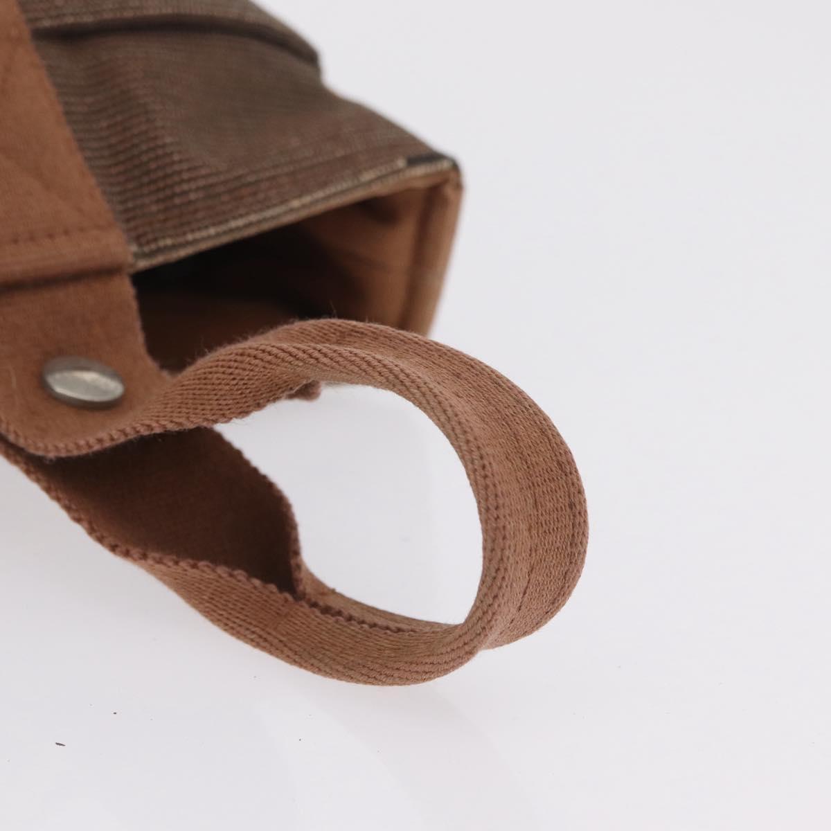 HERMES Sakso PM Hand Bag Canvas Brown Silver Auth ep16856